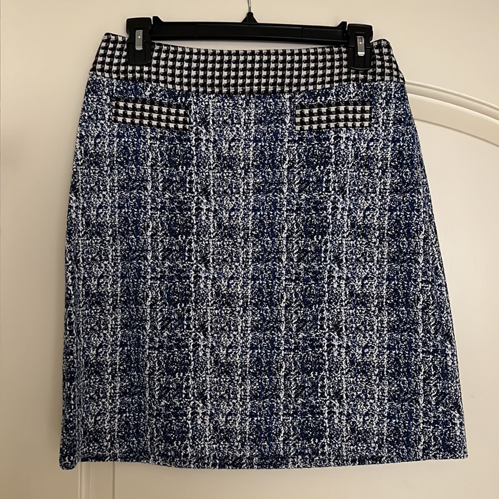 Cabi blue and black tweed pencil skirt